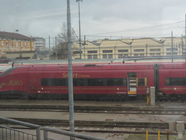 Milão Itália Circa Março 2018 Comboios Interurbanos Frecciabianca Italo Principal — Fotografia de Stock