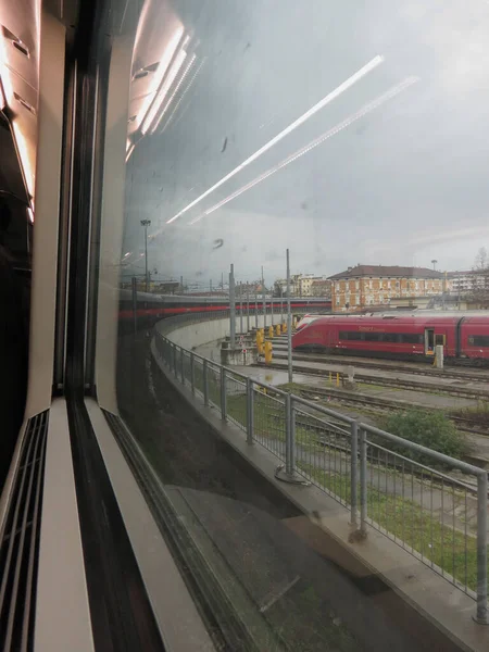 Milan Italy Circa March 2018 Frecciabianca Italo Intercity Trains Milan — ストック写真