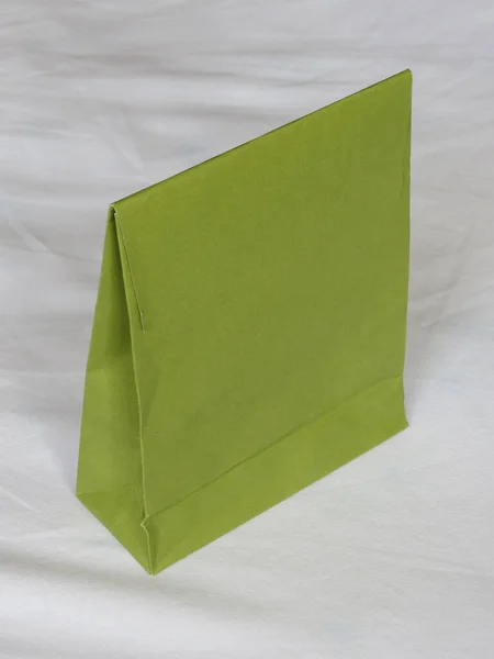 Sachet Papier Vert Pour Contenir Des Marchandises — Photo