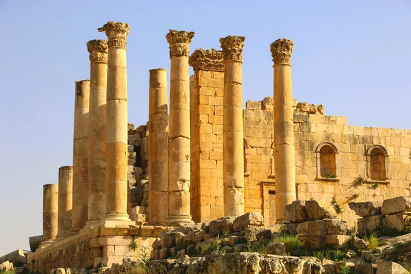 Tempio Zeus Nell Antica Città Romana Gerasa Moderno Jerash Giordania — Foto Stock