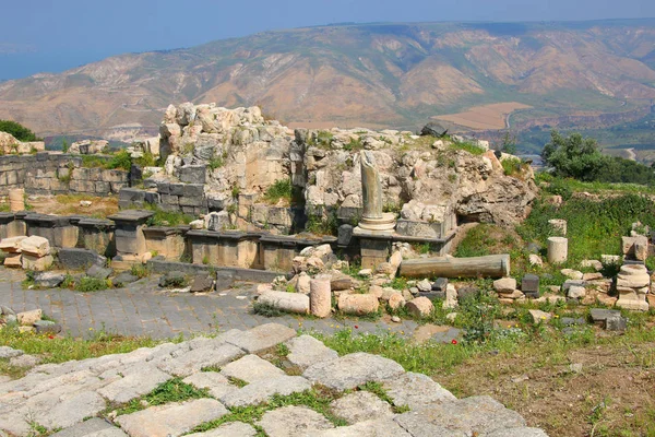 Rzymskie Ruiny Umm Qais Północnej Jordanii Pobliżu Miejsca Starożytne Miasto — Zdjęcie stockowe