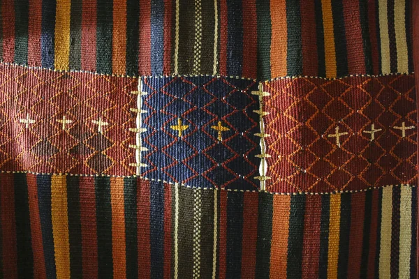 Texture Bedouin Traditional Wool Carpet Geometric Pattern Jordan — Stock Photo, Image