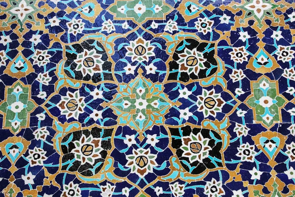 Mosaico Colorido Azulejos Cerâmicos Estilo Persa Tradicional Parede Túmulo Sheikh — Fotografia de Stock
