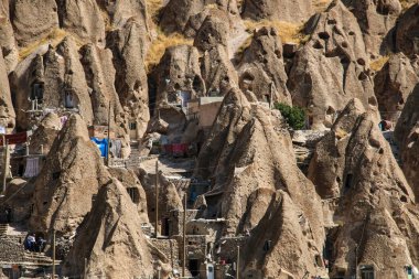Rock köyü Kandovan manzarası. Doğu Azerbaycan vilayeti. İran