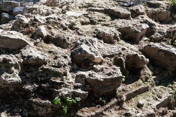 Ruinen Aus Altem Grauen Stein Von Der Sonne Erleuchtet — Stockfoto