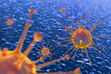 3D modelde mikroskobik çevresine bazı virüs veya bakteri