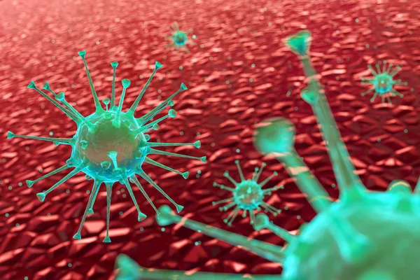 模型的一些病毒或细菌在其微观环境 — 图库照片