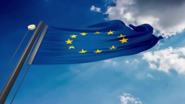 Avrupa Birliği 'nin mavi gökyüzü arka planına sahip doğal bir bayrak