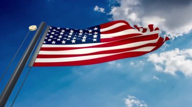 ABD 'nin mavi gökyüzü arka planına sahip doğal bir bayrak.