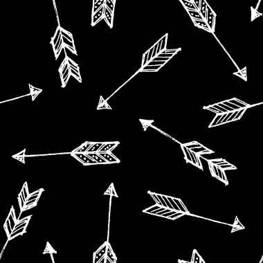 dağınık beyaz ok bir siyah arka plan Dikişsiz desen çizimi uzat