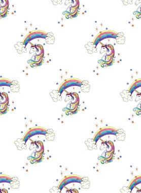 sulu boya gökkuşağı tek boynuzlu at. seamless modeli