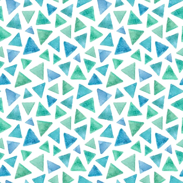 Acuarela Azul Verde Triángulo Abstracto Patrón Sin Costura —  Fotos de Stock