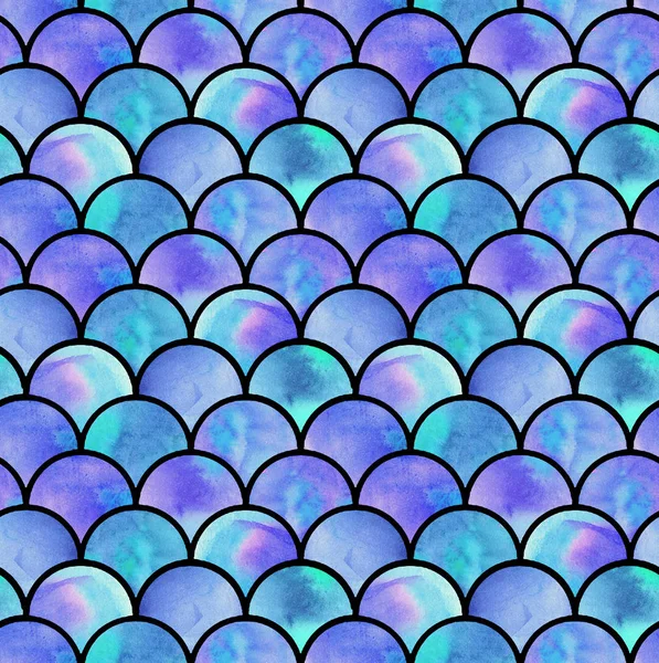 Watercolor Rainbow Scales Mermaid Seamless Pattern — Stock Photo, Image