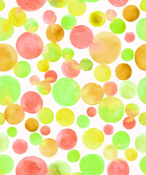 Watercolor Messy Yellow Green Red Circle Abstract Texture Seamless Pattern — Stock Photo, Image