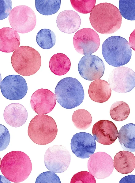 Watercolor Messy Blue Pink Circle Seamless Pattern — Stock Photo, Image