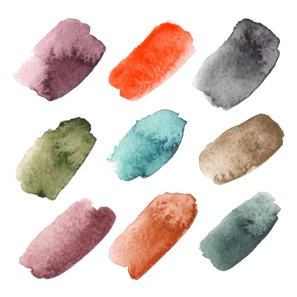 Watercolor Shapes Colorful Spots Hand Painted Isolated Elements — Stock Photo, Image