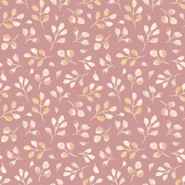 suluboya el boyama ihale okaliptüs dalları. tozlu pembe arka planda Dikişsiz desen