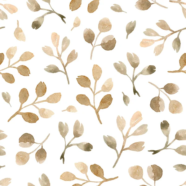 watercolor hand painting eucalyptus branches. seamless pattern on a white background