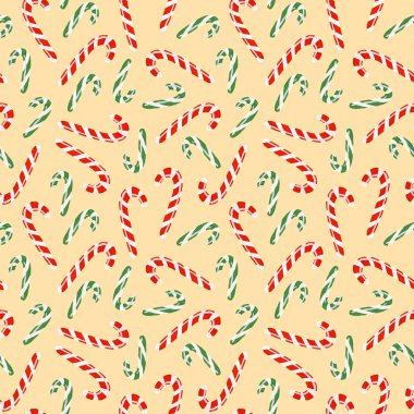 tatil dekor, kumaş, ambalaj için sevimli guaj Dikişsiz desen. beyaz bir zemin üzerinde Noel şeker bastonlar.