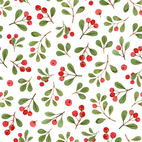Χειμερινά Φυτά Χριστουγεννιάτικα Κλαδιά Γκι Ενιαίο Μοτίβο Λευκό Φόντο Ύφασμα — Φωτογραφία Αρχείου