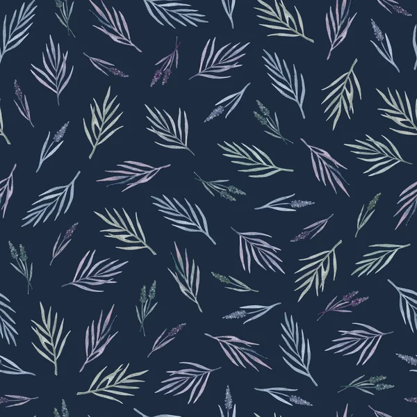 suluboya el karanlık bir arka planda vahşi otlar Dikişsiz desen boyalı