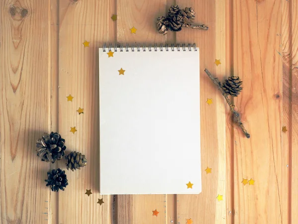 Prepara Bloc Notas Abrir Cuaderno Vacío Página Blanco Sobre Fondo — Foto de Stock