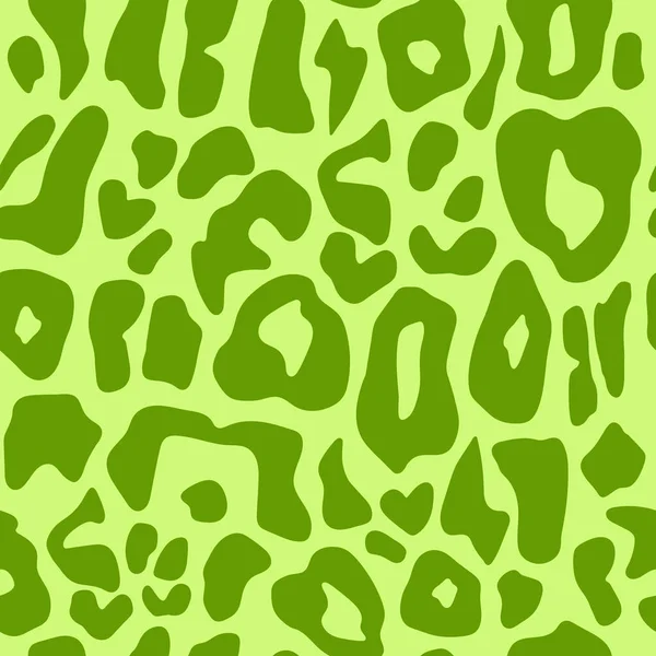 Luipaard Print Animal Design Groene Kleuren Hand Getrokken Naadloos Patroon — Stockvector