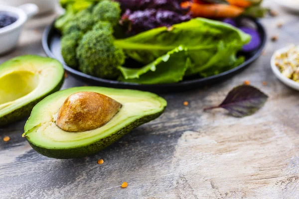 Verduras Crudas Ingredientes Para Cuenco Buda Alimento Sano Equilibrado —  Fotos de Stock