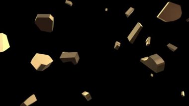 Parçaları bitcoin siyah bir arka plan üzerinde tek bir bütün montaj 3d animasyon