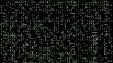 Hareketli yeşil sayılar ve yanıp sönen parlak çizgilerle soyut dijital arka plan. Animasyon elektronik veri veya güvenlik kodu transferi. Döngülü animasyon.