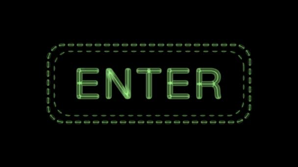 黒い背景に緑色に点滅する4つのネオンサイン エンター エグジット フリー セール ループアニメーション — ストック動画