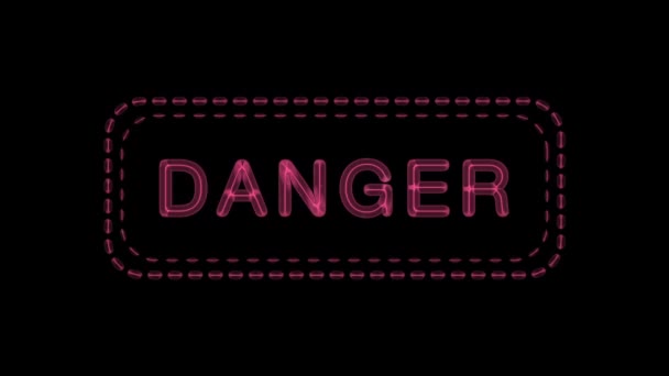 Quatre Enseignes Néon Danger Avertissement Erreur Attention Clignotant Rouge Sur — Video