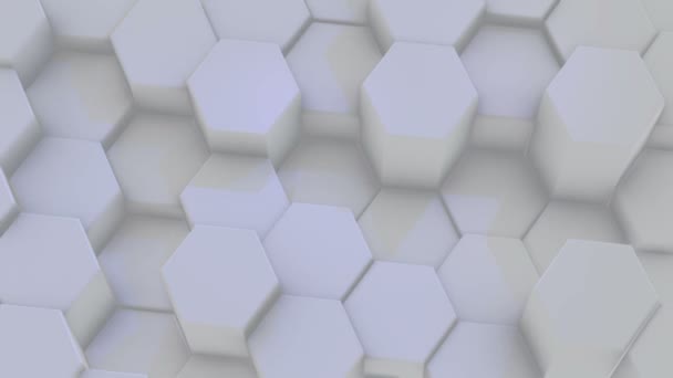 Fondo Blanco Hexagonal Abstracto Rejilla Móvil Hexágonos Con Luz Sombras — Vídeos de Stock