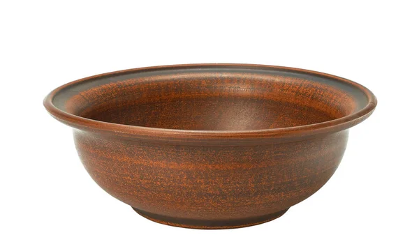Clay Bowl White Background Top View — Stock Photo, Image