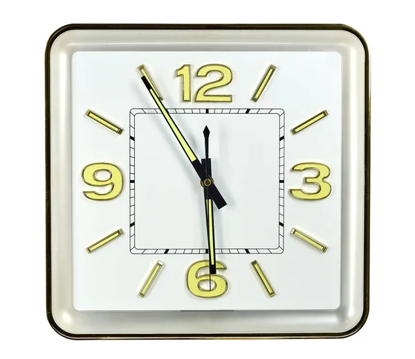 Relógio Parede Quartzo Fundo Branco Isolado — Fotografia de Stock