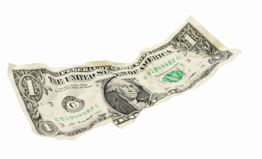 Cüzdandaki dolarlar beyaza izole edilmiş.