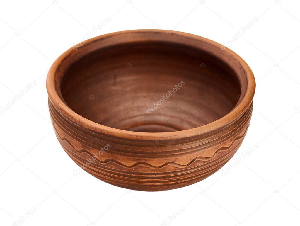 Ceramic bowls on white background decorative handmade