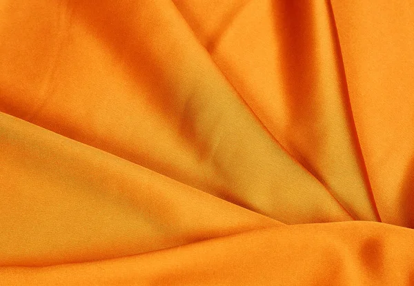 Tela Seda Naranja Brillante Rebosante Textura Fondo Claro — Foto de Stock