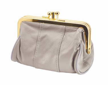 glamour kadın s zarif deri cüzdan üzerinde beyaz izole