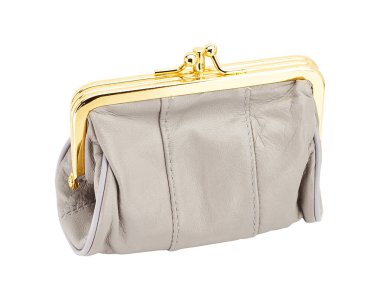 glamour kadın s zarif deri cüzdan üzerinde beyaz izole