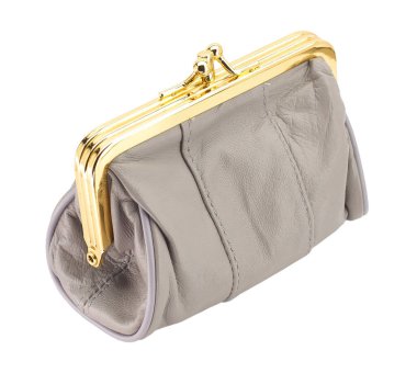 glamour kadın s zarif deri cüzdan üzerinde beyaz izole