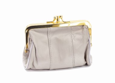 glamour kadın s zarif deri cüzdan üzerinde beyaz izole