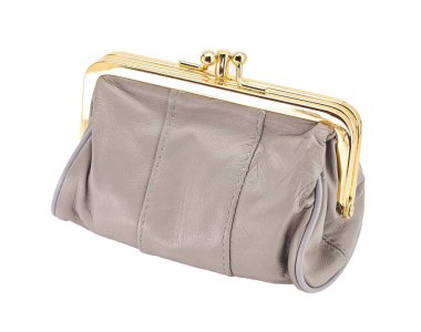 glamour kadın s zarif deri cüzdan üzerinde beyaz izole