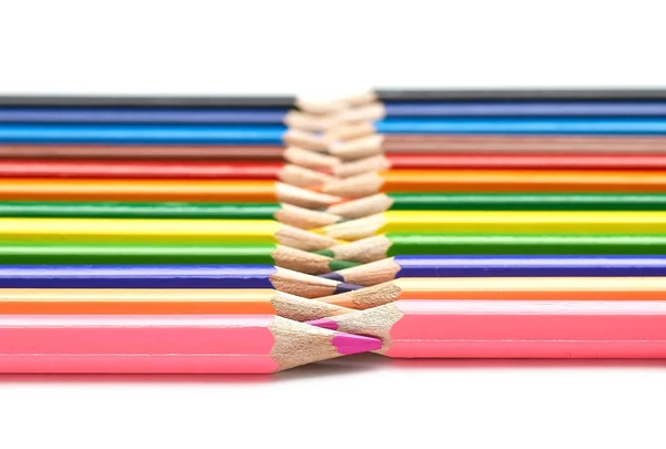 Bleistifte Verschiedenen Farben Nahaufnahme Von Farben Regenbogen — Stockfoto