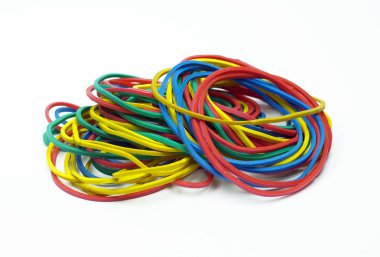 Beyaz arka plan makro ofisi izole para için lastik bantlar