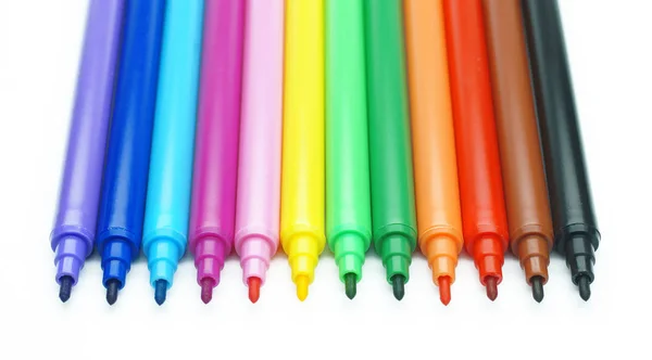 Colorful Marker Pen Set Isolated Background Clipping Path Vivid Highlighter — Stock Photo, Image