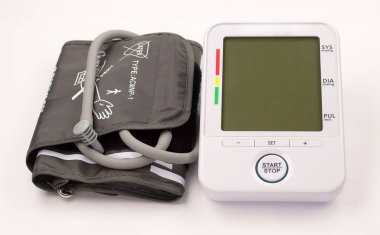 Kan basıncı Manşet, izole beyaz monitör, metre, tıbbi,