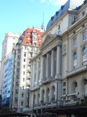Buenos Aires, Arjantin, 22 Mart 2019, San Nicolas mahalle, finans mahalle, L. N. alem Avenue Stock Exchange binası ile