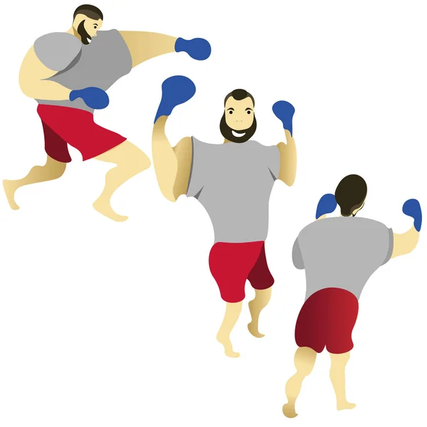 Boxer Trains Shadow Fight — Stock Vector