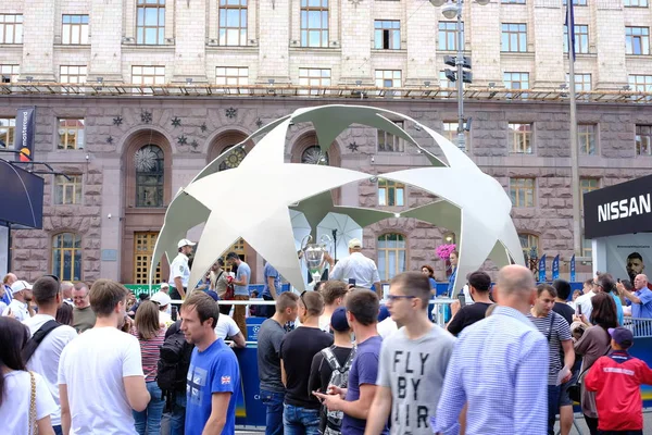 Kyiv Ukraine May 2018 People Footbal Fans Walking Street Fan — Stock Photo, Image